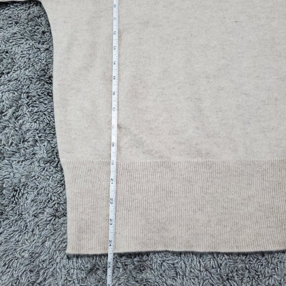 Talbots 100% Cashmere Tan 3/4 Sleeve Neutral Basic Wide Neck Sweater - Small - Picture 5 of 7